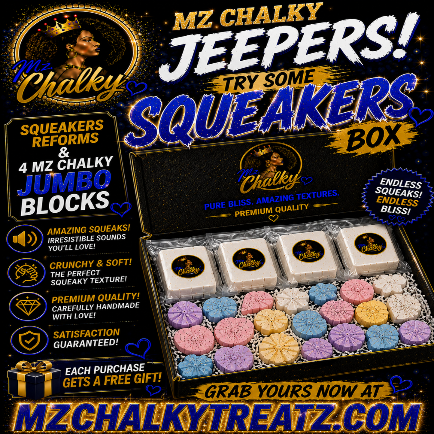 MZ CHALKY JEEPERS! TRY A BOX OF SQUEAKERS BOX